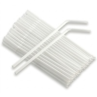 Pailles flexibles blanches en plastique de 21 cm - 200 unités