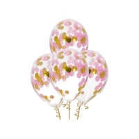 Ballons en latex avec confettis colorés de 30 cm - Folat - 4 unités