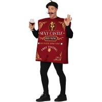 Déguisement adulte en forme de bouteille de vin en carton