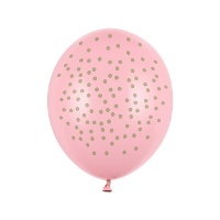 Ballons en latex pastel avec pois dorés de 30 cm - PartyDeco - 6 unités