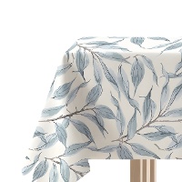 Nappe de 2,00 x 1,45 m en tissu feuilles bleues