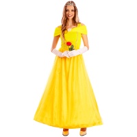 Costume de princesse de conte jaune pour femme