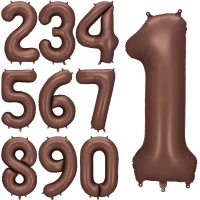 Ballon chiffre moka de 86 cm - PartyDeco - 1 unité
