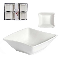 Bols à grignoter carrés incurvés en porcelaine blanche - 6 pcs.