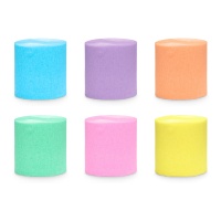 Papier crépon en tons pastels de 10 m - 6 unités