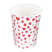 Lot de 8 gobelets à coeurs rouges