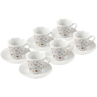 Tasse à café 90 ml Fleurs colorées - 6 pièces