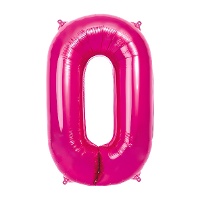 Ballon chiffre 0 rose foncé 65 cm - 1 unité