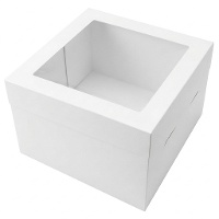 Boîte à gâteau blanche 25 x 25 x 25 cm avec fenêtre sur le dessus
