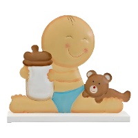 Figurine pour gâteau de baptême de bébé avec biberon - 1 unité