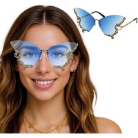 Lunettes papillon bleues ornées de strass