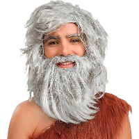 Perruque et barbe grise de caverne