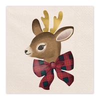 Serviettes de Noël cerf de 16,5 x 16,5 cm - 12 unités