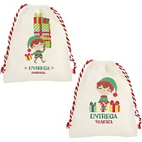 Sac à cadeaux de Noël avec lutin, 34 x 25 cm - 1 pièce