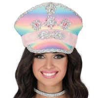 Casquette de police pastel ornée de strass