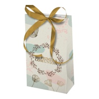 Boîte cadeau de 12,5 x 6,5 x 4,3 cm avec ruban de Communion Beige - 2 unités