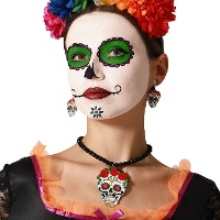 Ensemble de boucles d'oreilles et collier de Catrina avec des roses