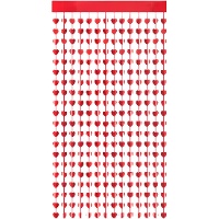 Rideau de coeurs rouges métallisé - 1,90 x 1 m