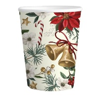 Gobelets à motif de Noël avec fleurs et clochettes de 266 ml - 6 unités