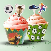 Caissettes pour cupcakes football avec piques décoratifs