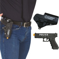 Pistolet de police noir avec étui de 20 cm