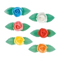 Gaufrettes de fleurs avec feuilles allongées de 6,5 cm - Dekora - 80 unités