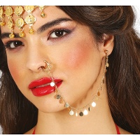 Faux piercing avec chaîne dorée