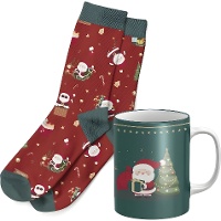 Coffret cadeau avec mug et chaussettes du Père Noël