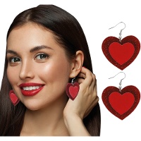 Boucles d'oreilles coeur rouge 5 cm