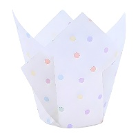 Capsules en papier en forme de tulipe pour muffins à pois colorés - PME - 24 unités