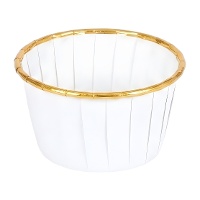 Capsules pour cupcakes de 5 cm blanches et dorées - 50 unités