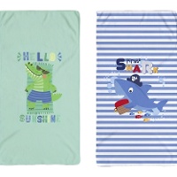 Serviette de plage 140 x 70 cm dino ou requin - 1 unité