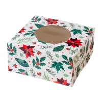 Boîte pour bonbons ou cupcakes avec design de fleur de Noël, 17,5 x 17,5 x 8,5 cm
