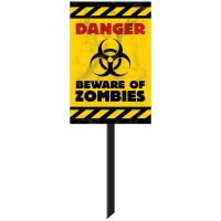 Panneau Danger Beware of Zombies de 24,8 x 38 cm