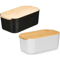 Boîte à pain de 33 x 18,5 x 12 cm avec couvercle en bambou - 1 unité