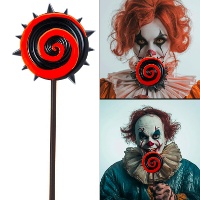 Sucette en spirale rouge et noire de 20 cm