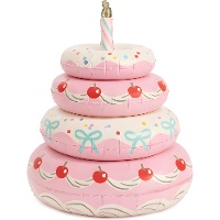 Ballon gâteau rose à donuts autoportant, 72 x 89 cm