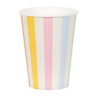 Gobelets rayés multicolores 400 ml - 6 unités