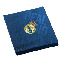 Serviettes du Real Madrid bleues de 16,5 x 16,5 cm - 12 unités