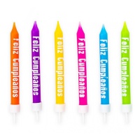 Bougies colorées avec Joyeux Anniversaire - 12 unités