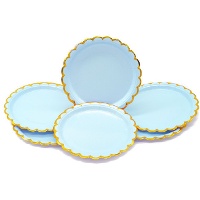 Assiettes avec bordure dorée de 18 cm - 6 unités
