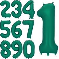 Ballon numéro vert bouteille de 86 cm - PartyDeco - 1 unité