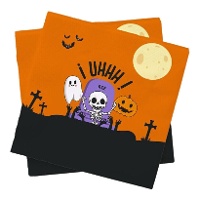 Serviettes de cimetière orange de 16,5 x 16,5 cm - 20 unités