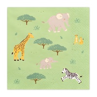 Serviettes Safari assorties 16,5 x 16,5 cm - 12 unités