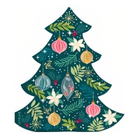 Serviettes de 16,5 cm avec motif d'arbre de Noël - 20 unités