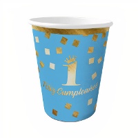 Verres pour le premier anniversaire bleu de 9 x 8 cm - 6 unités