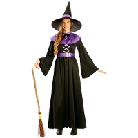Déguisement de sorcière violet et noir pour femme