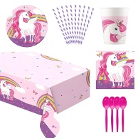 Pack pour fête de licorne rose - 8 personnes