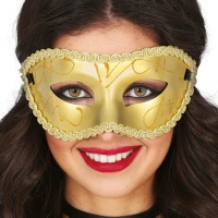 Masque vénitien avec paillettes blanc ou doré - 1 unité