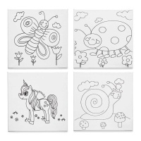 Toile à colorier de 25 x 25 cm Animaux - 1 unité